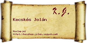 Kecskés Jolán névjegykártya