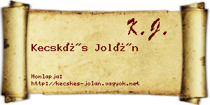 Kecskés Jolán névjegykártya