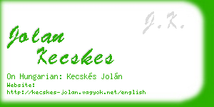 jolan kecskes business card